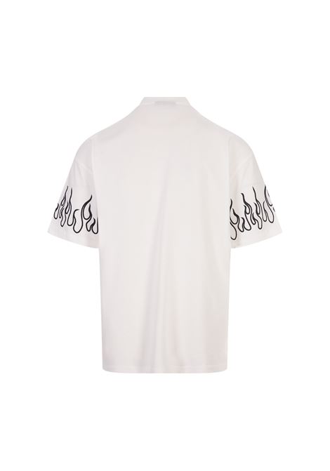 White T-Shirt With Embroidered Black Flames VISION OF SUPER | VS00861BIANCO